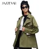 Jazzevar ankomst Autumn Trench Coat Women Green Color Fashion Bomull Dubbelbr￶st Kort ytterkl￤der H￶g kvalitet90171 2010303030