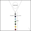 Style simple 7 Chakra Mticolor Pierre Naturelle Perles Pendentif Collier Longue Chaîne Pour Les Femmes Charme Collier Collares Yoga Bijoux Yfa2961 Drop De