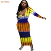 Fall Clothes Women's Casual Dress Long Sleeve Tie Dye Thread Positioning Printing Slim Sexy Dress Skirt Ladies