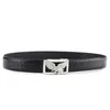 Classic luxury high quality belt 3.4cm stainless steel automatic buckle belt men's double-sided cowhide leather Eagle Head 3D animal head waistband