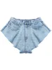 DEAT Summer Fashion Mesh Clothing Light Blue Denim Washed Pockets Zippers Shorts Female Bottoms WL38605L 220427