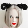 Halloween Black Headbar con fiori per esibizioni di danza corna fascia per animali divertenti Accessori per il cosplay per animali da donna accessori per capelli da donna