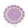 colorful Lace round cotton crochet table place mat pad Cloth placemat cup mug flower coaster doily kitchen Christmas decor