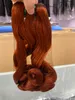 Orange Color Fumi Human Hair Bouncy Curly Double Drawn Weft