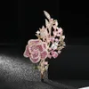 Ontwerper Vrouwen Bloem Broche Rose Pak Broches voor Vrouw Kleurrijke Zirkoon Dame Pin Vintage Elegante Bruid Jurk Pinstop Pin Mode