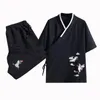 Chándales para hombres Verano Vintage Lino fino Cardigan Chaqueta Hombres Tallas grandes Cortavientos para hombre Abrigo de kimono con bordado 4XL 5XLMEN