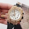 Diamond Quartz Luxe horloges voor mannen met rubberen band klassieke multifunctionele pols horloge Luminous waterdichte chronograaf Datum