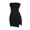 Dames sexy bodycon potlood jurk uitgehold uit schouder stevige kleur magere mini short party niglub slijtage 220615