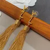 Vrouwen hanger oorbel ontwerper joodselen luxe dame lange macrame stud oorbellen goud vergulde zilveren studs brief y bruiloft feest cadeau doos goed