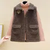 Giacche da donna Fleece On Earth Cappotto autunnale e invernale da donna Top Agnello Gilet versatile Giacca bianca senza maniche con bottoni caldi Donna