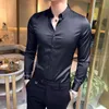 Männer Kleid Hemden Männer Hemd 2022 Frühling Solide Stickerei Langarm Mit Slim Business ShirtMen's