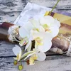 6 huvuden falska 3D Phalaenopsis Flower White Silk Orchid Christmull Decoration For New Year Home Vases Wedding Artificial Plants Flowers