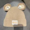 Bonnet / Crâne Caps Doux et mignon japonais tricoté chapeau sauvage chaud à capuche dessin animé ours laine femme automne hiver bonnets designer hatsbeanie /