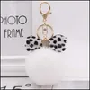 Key Rings J￳ias de J￳ias 8cm Rabbit Poms Pompoms Moda Leopard Bowknot Keychain Plush Plexhy Ball Keyring Solter para Bag Acessori Dhsnf