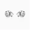 Diamond Ring Gem Shape Circle Ear Studs Niche Design Fashion Pioneer Simple Women's All-Match Jewelry Accessories Gift