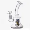 Copo reciclador Bongs cachimbo de água Decoração de flores Câmara Dab Rig Base de cone soprado à mão para fumar Cachimbos de água com tabaco de 14 mm Tigela tubos de queimador de óleo de vidro