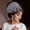 Sparkly Leaf Flower Diamond Tiara Long Barock Crystal Bridal Headwear Crown Rhinestone med Bröllop Smycken Hårtillbehör Diamant Bridal Crowns Headpieces