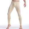 Męska odzież snu Mężczyźni Długie Johns Rajstopy termiczne spodni nogawki jedwab lodowy patrz przez elastyczne legginsy zimowe jesień piżamy bottmen's Bottmen's