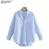 Zevity Kobiety Po prostu Candy Color Casual Slim Poplin Shirts Office damskie bluzka z długim rękawem Chic Chic Chemise Tops LS9405 220803