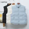 Lagabogy invierno mujeres ultra ligero abajo chaleco femenino casual chaleco suelto pato blanco abajo gilet singlebreasted abrigo 220812