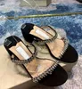 2022 Sandália Bing de Verão Perfeito Preto Branco Camurça Nude Couro Strass Strapy Salto Alto Feminino Sexy Sandalias Mujer Lady Comfort Walking Shoes