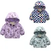 2022 Winter Boys Down Jackets 2-6 Year Autumn Fashion Baby Girls Cartoon Bear Coat Hooded Outerwear Children Coats Jackets J220718