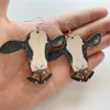 Colored Natural Wood Cow Rabbit Cat Dangle Earrings for Women Trendy Chic Wooden Animal Earrings Christmas Jewelry Wholesale