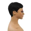 Pixie court coupé cheveux raies peuvien remy les perruques de cheveux humains pour les femmes mode Machine complète fait aucune perruque en dentelle noire 3813231