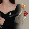 Mode Tulip Brosch Pin Corsage Crystal Rhinestone Diamond Clip Women Girl Party Dress Suit Lapel Shawl Collar Clothes Deco