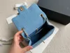 Kvinnors lyxdesigner väskor blå liten en axel crossbody bärbar denim gyllene boll sommar mode trender