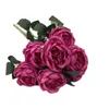 Une fausse fleur fourrée Rose 10 têtes par bouquet Simulation automne ronde Rosa pour centres de table de mariage