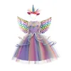 Baby Girls Unicorn Tutu Dress Pastell Rainbow Princess Girls Birthday Party Dresses Barn Barn Halloween Unicorn Utför kostym 1017 E3