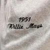 Вилли Мэйс Джерси Винтаж 1951 Крем -серый черный модный апельсовый версии фанатов Пуловер ретро -зал славы Patch1817