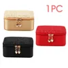 Zipper Closure Ring Storage Jewelry Box Mini Earrings Organizers Display Home Gift PU Leather Portable Travel Multi Compartment 220428