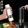 Elektrische automatische zout- en pepermolenset oplaadbaar met USB Gravity Spice Mill verstelbare kruidenmolen keukengereedschap 220812