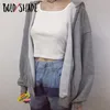 Bold Shade Indie 90S Hase Fashion Bluzy Kobiety grunge Unicolor Bluza Bluzy długich rękawów