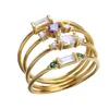 Кластерные кольца ювелирные изделия 4 ПК/набор хрустальных цирконов Золотой кольцо набор винтажных богемных женщин.