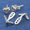 925 Sterling Silver Wishbone Pendant Stud Boucles d'oreilles Boîte d'origine pour Pandora CZ diamant Amour coeur Boucles d'oreilles Femmes Ensemble de bijoux de mariage