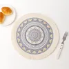 33 cm Bohemian Mandala Cotton Rode Tabon Placemats Macrames Tassels TABELA MATS PADRES DE ISOLADORES DE CAFELHA COLACESSA Decoração de fazenda Adereços de decoração