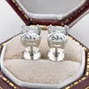 스터드 트렌디 1 캐럿 D 컬러 VVS1 Asscher Cut Moissanite Earrings Women Jewelry 925 Sterling Silver Gra Earrinngs Giftstud