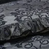 Luxury Crystal Velvet Bedding Cover Quilted Lace Fitted Bed Sheet 3 Side Coverage Drop Dust Ruffle Bed Skirt 220623