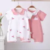 Nyfödd bomull romer baby jumpsuit 2022 nya lapel kortärmade spädbarn kläder multi-färg tecknade tjejer baby pyjamas