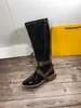 Top Luxury - F Wysokie Obcasy Boot Kobiety Podkolanówki Wsuwane Wodoodporne Niskie Solidne modne najnowsze kobiece kalosze