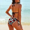 Damen Bademode Sexy Plaid Poker Print Bikini Set Spielkarte Stylischer Badeanzug Push Up High Cut Grafik Badeanzug Strand OutfitsDamen