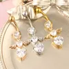 Femmes mode Piercing cristal coeur aile ventre nombril anneau balancent personnalité corps bijoux accessoires