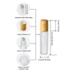 5ml 10ml Roll On Bottle Frosted Clear Glass Roller Bottles with Wood Grain Plastic Cap for Essential Oil Perfume Cosmetic