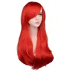 Qqxcaiw Women Long Wavy Cosplay Wig Red Rose Pink Black Blue Sliver Gray Brown Temperature Synthetic Hair Wigs 220622