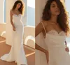 Sexig satin sjöjungfrun bröllopsklänning för kvinnor 2022 enkla spetsapplikationer älskling hals spaghetti remmar brudklänning skräddarsydd