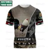 Nome personalizado Fazendeiro personalizado ROOOSTER 3D PRIMENTO DE HIGH TERMETRA DE PESCA DE VERDADE MENINO MENINO CASUAL TOP CASUAL 220704