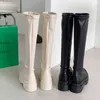 2022 Autumn Women Knee-High Boots Ladies Zipper Knight Non Slip Flats Shoes Fashion Winter Chunky Long Boots Botas Femininas Y220817